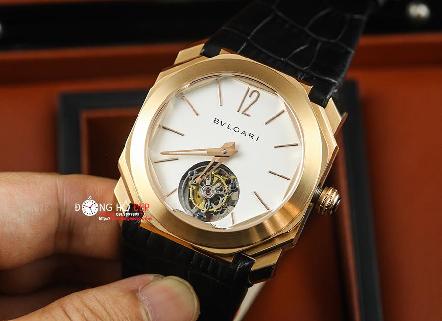 Bvlgari Octo Finissimo Tourbillon White Dial RoseGold Case Black Leather. -  Đồng Hồ Đẹp Uy Tín ở tại HCM | Showroom đồng hồ chính hãng‎